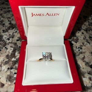 James Allen 2.20 Carat Cushion Cut Moissanite Engagement Ring